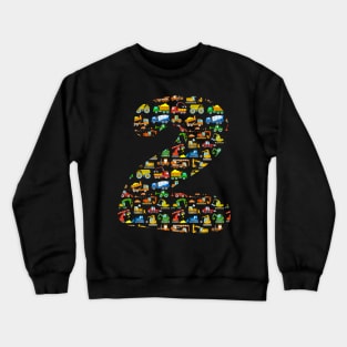 Construction 2nd BDay Excavator Boy 2 Years Toddler Diggers Crewneck Sweatshirt